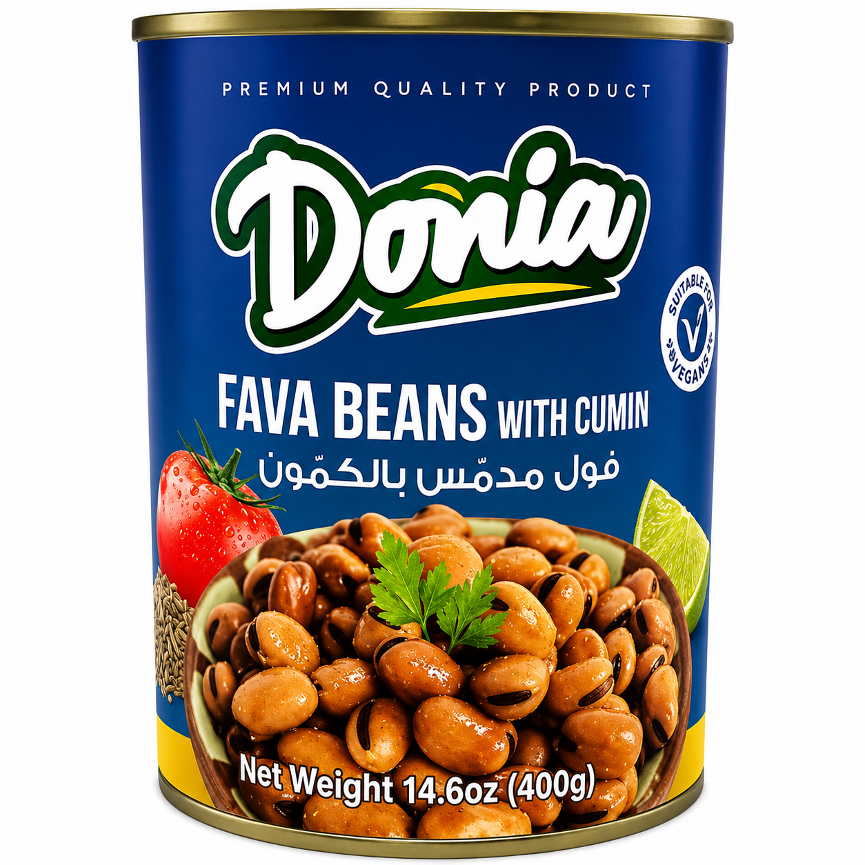 DONIA CANNED FAVA BEANS WITH CUMIN 400GR 24/CASE